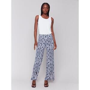 Printed Wide Leg Pants with Front Slits
